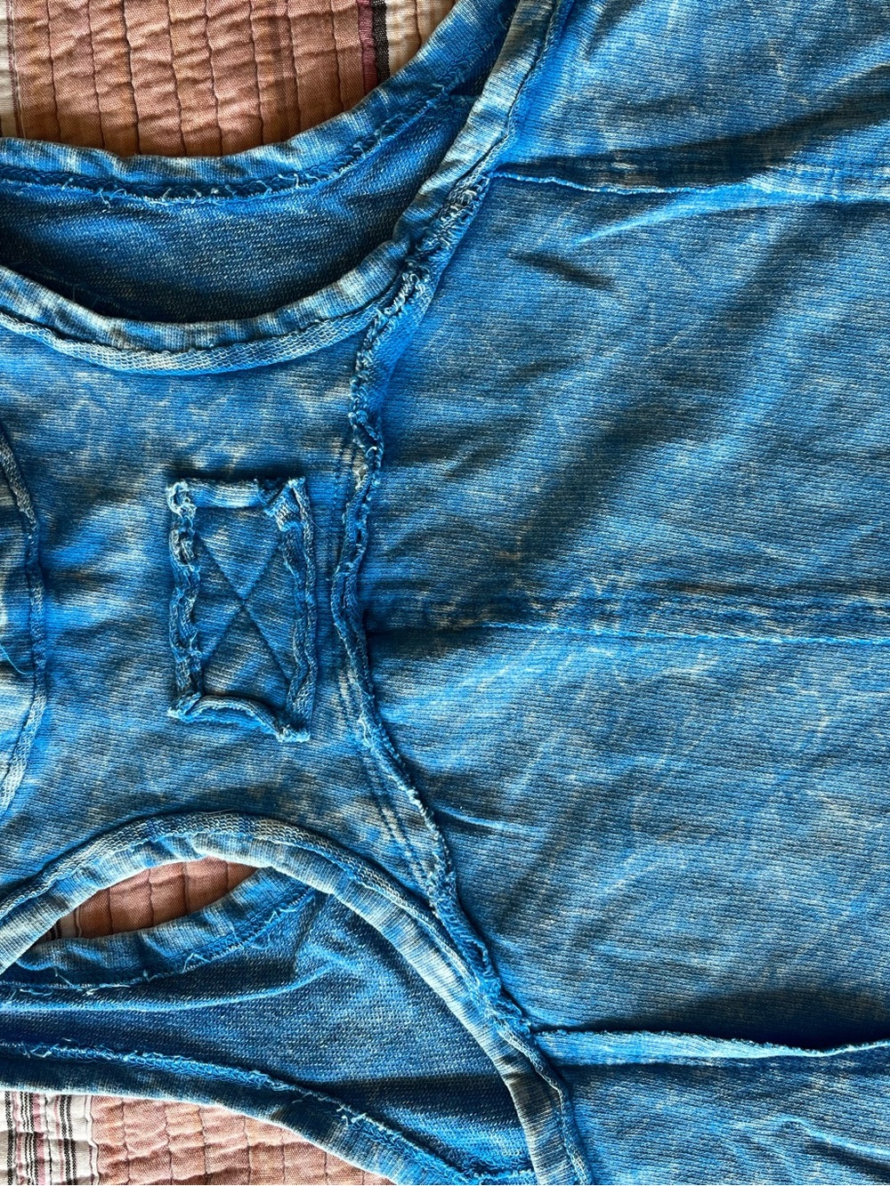 Zenana Sky Blue Mineral Wash Raw Edge Tank Top 100% Cotton S L * - Picture 2 of 4